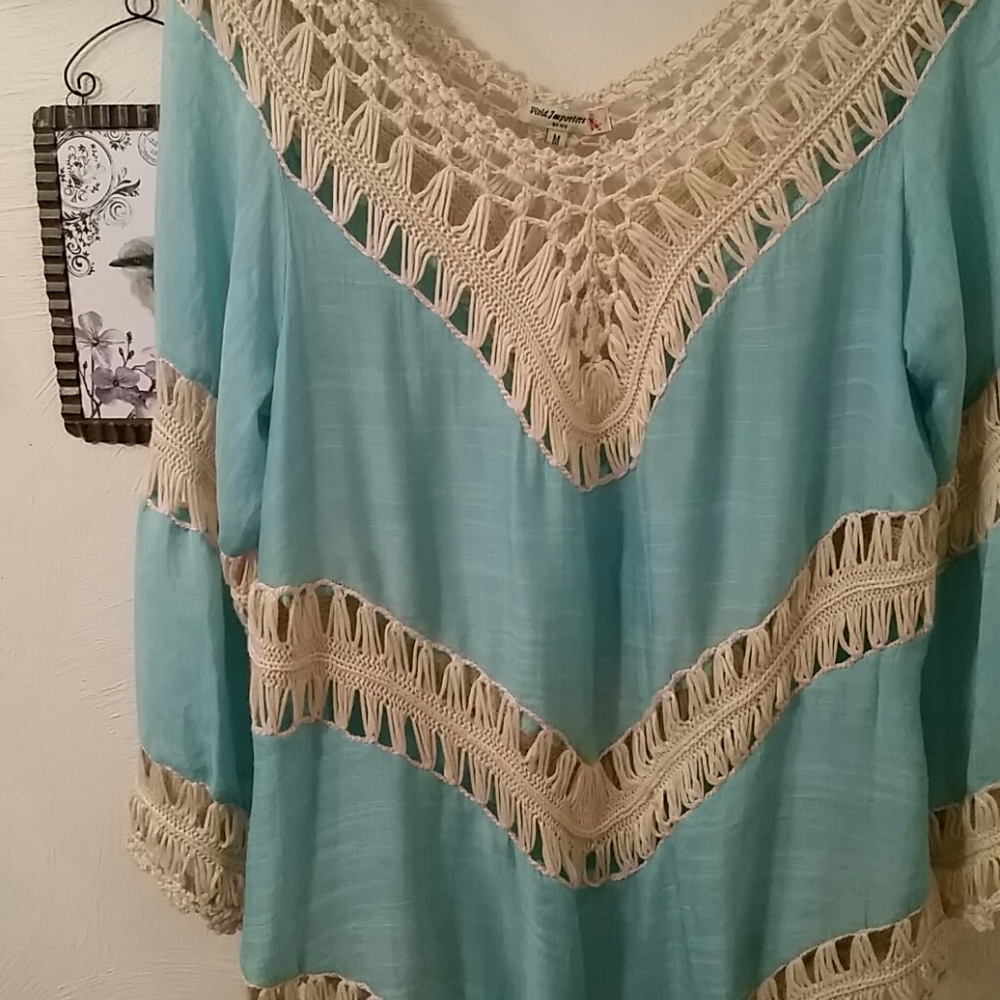 crochet boho top, M - Picture 2 of 4